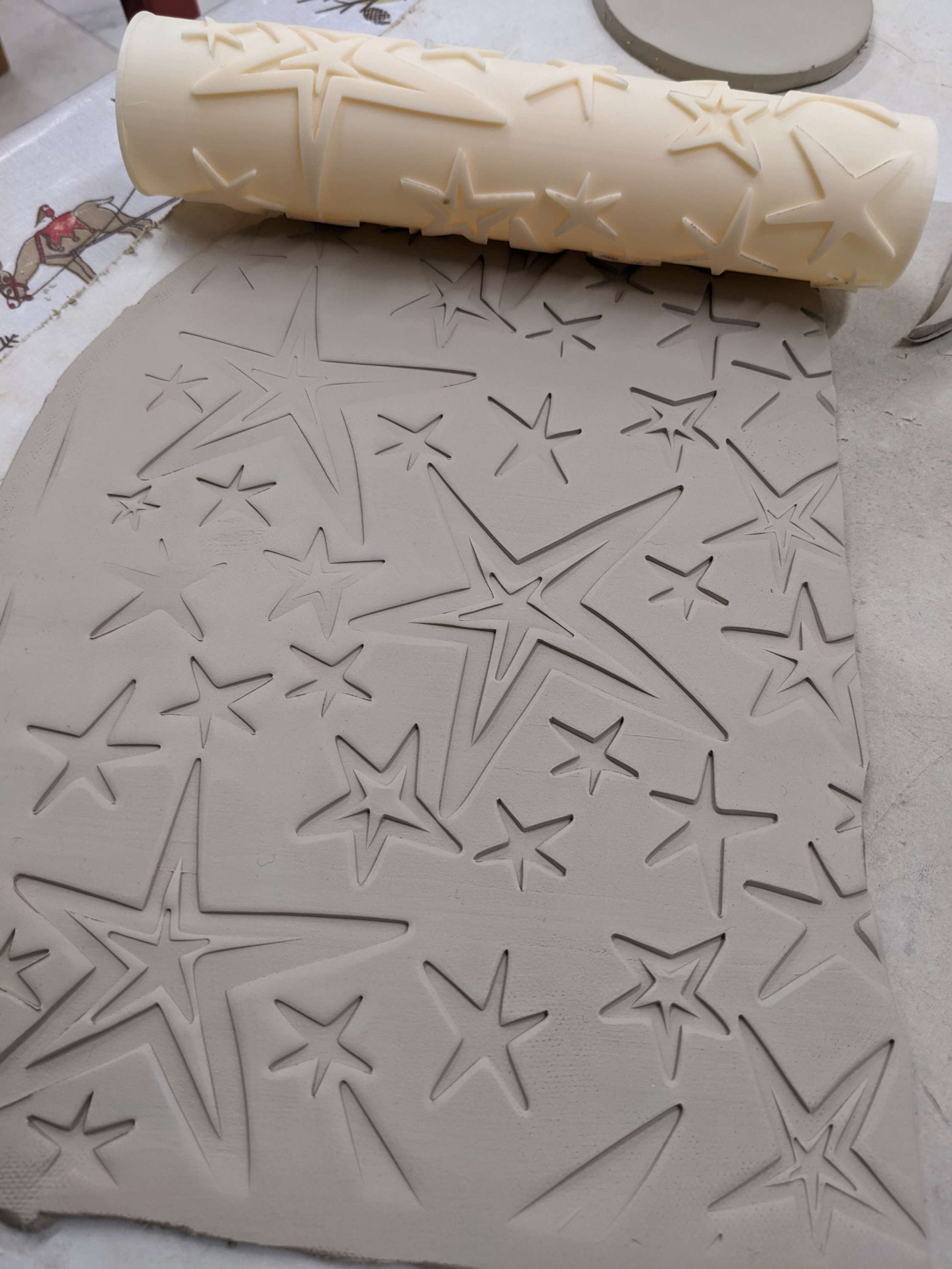 Stars textured rolling pin 25cm